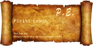 Piriti Ervin névjegykártya